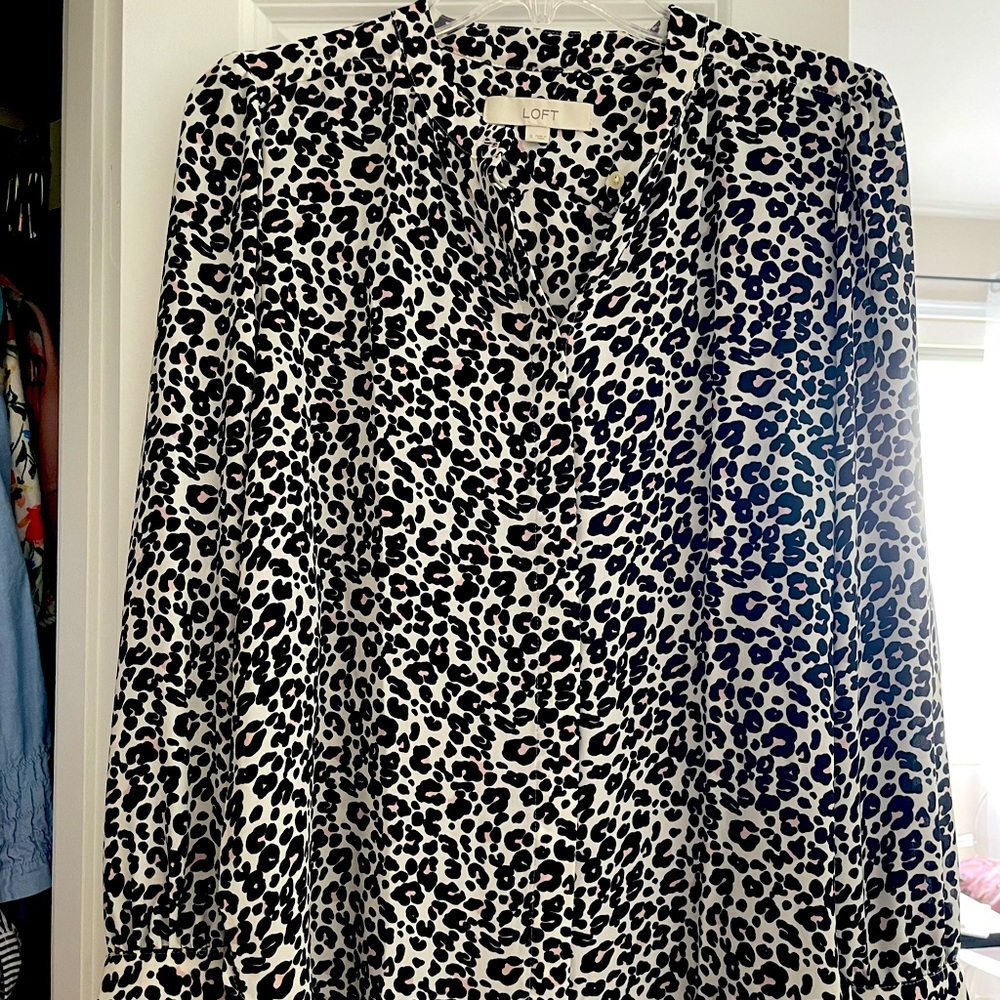 Ann Taylor, Loft - Cheetah Print Button-Up Blouse